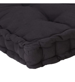 Coussin de plancher de palette Coton 120x80x10 cm Noir