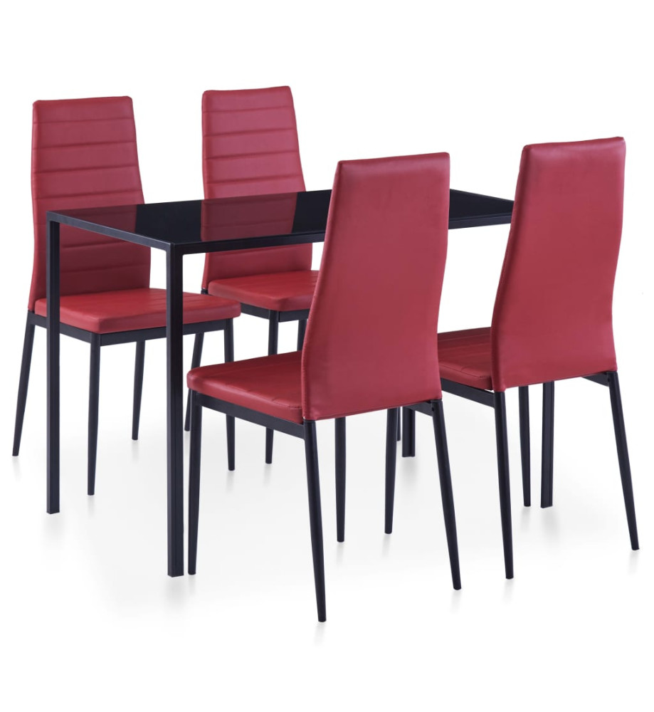 Mobilier de salle à manger 5 pcs Rouge bordeaux