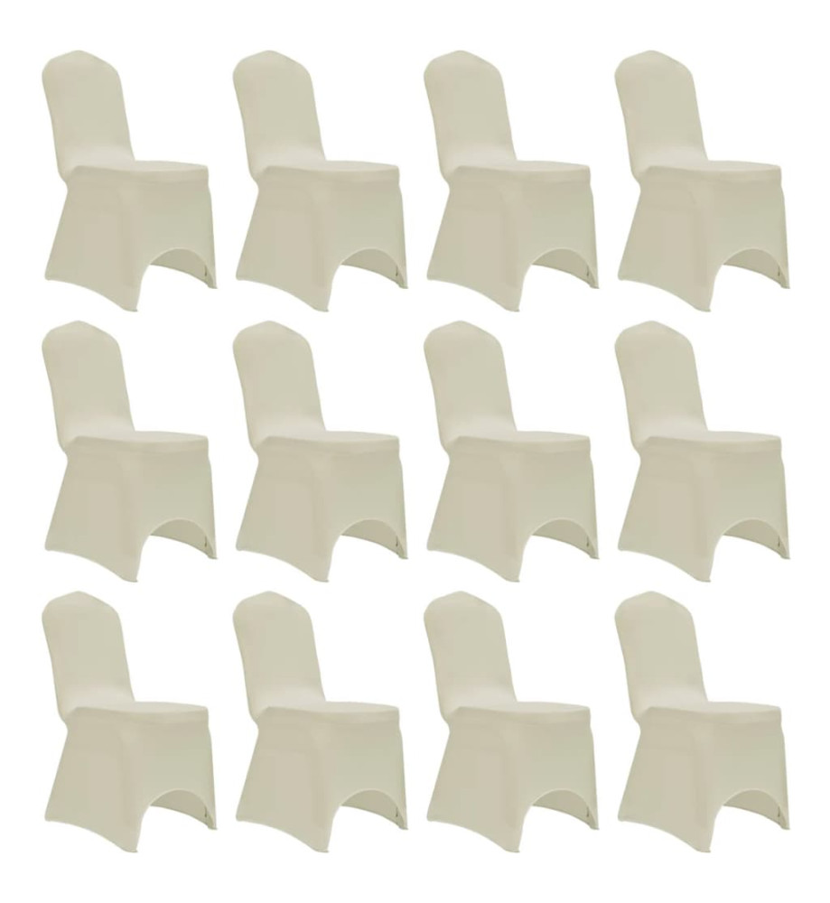 Housses élastiques de chaise Crème 12 pcs