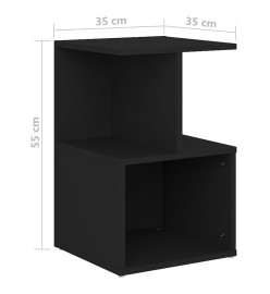 Tables de chevet 2 pcs Noir 35x35x55 cm Aggloméré