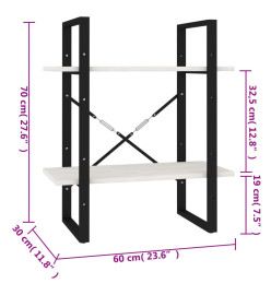 Bibliothèque à 2 niveaux Blanc 60x30x70 cm Bois de pin massif