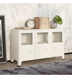 Buffet industriel Blanc 105x35x62 cm Métal et verre