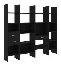 Ensemble de bibliothèque 4 pcs Noir Aggloméré