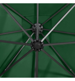 Parasol déporté avec mât et lumières LED Vert 250 cm