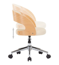 Chaise pivotante de bureau Crème Bois courbé et similicuir