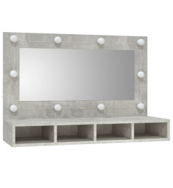 Armoire à miroir avec LED Gris béton 90x31,5x62 cm