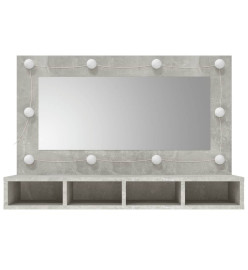 Armoire à miroir avec LED Gris béton 90x31,5x62 cm