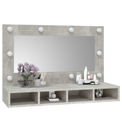 Armoire à miroir avec LED Gris béton 90x31,5x62 cm