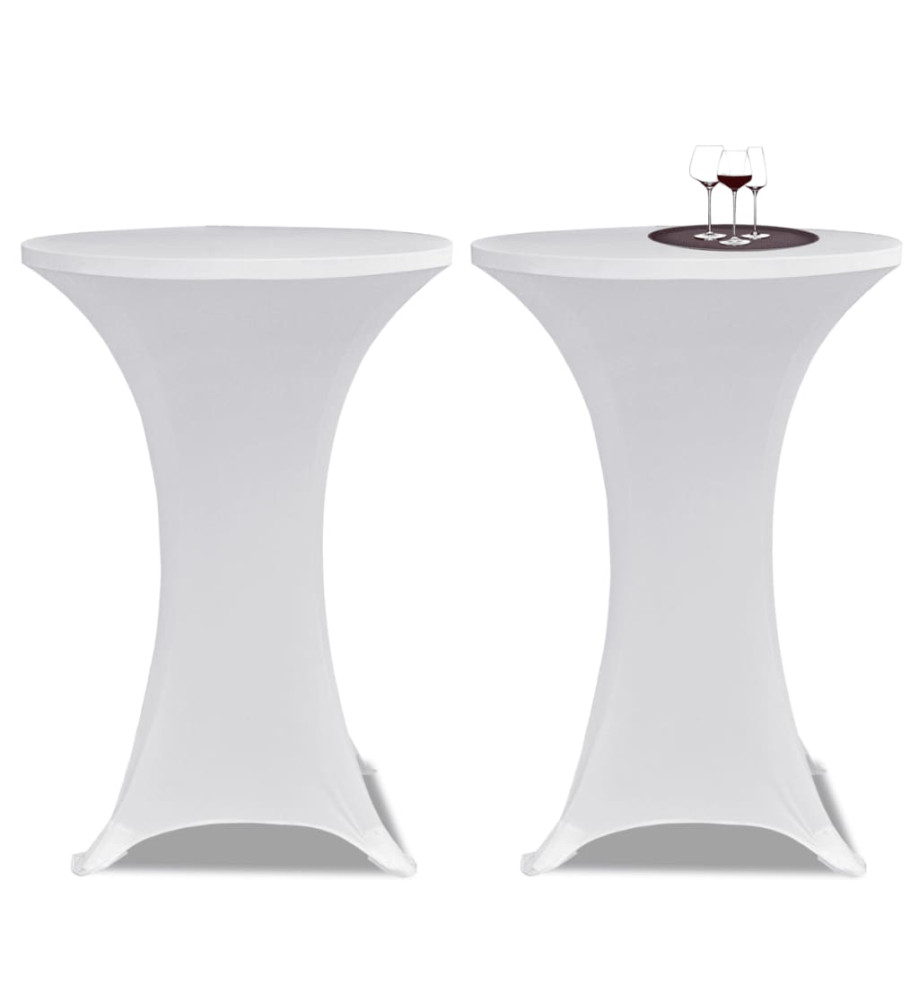 Housse de table Ø 70 cm Blanc extensible 2 pcs