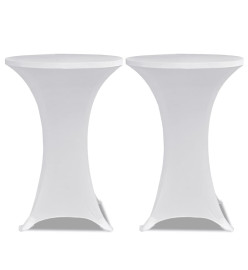 Housse de table Ø 70 cm Blanc extensible 2 pcs