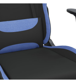 Chaise de jeu de massage avec repose-pied Noir et bleu Tissu