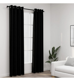 Rideaux occultants Aspect lin avec œillets 2 pcs Noir 140x245cm