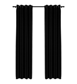 Rideaux occultants Aspect lin avec œillets 2 pcs Noir 140x245cm