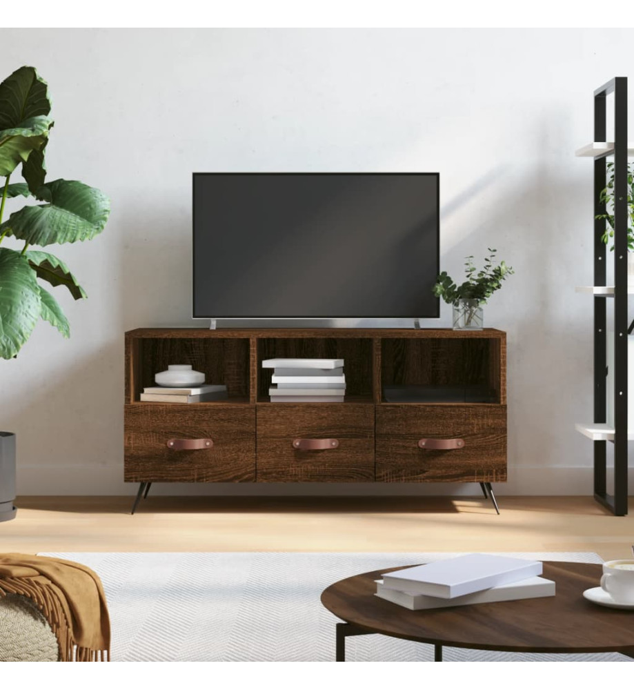 Meuble TV chêne marron 102x36x50 cm bois d'ingénierie