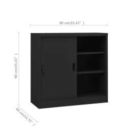 Armoire de bureau porte coulissante Anthracite 90x40x90cm Acier