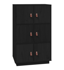 Buffet haut Noir 67x40x108,5 cm Bois massif de pin