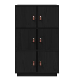 Buffet haut Noir 67x40x108,5 cm Bois massif de pin