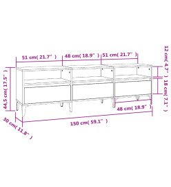 Meuble TV chêne marron 150x30x44,5 cm bois d'ingénierie