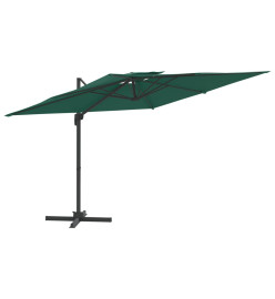 Parasol cantilever à double toit Vert 300x300 cm