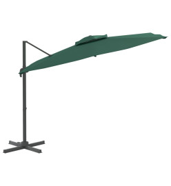 Parasol cantilever à double toit Vert 300x300 cm