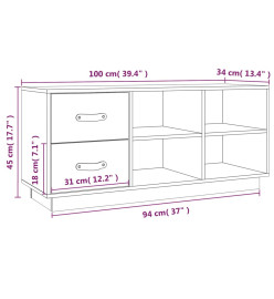 Banc à chaussures Noir 100x34x45 cm Bois de pin massif