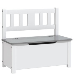 Banc de rangement pour enfants Blanc et gris 60x30x55 cm MDF