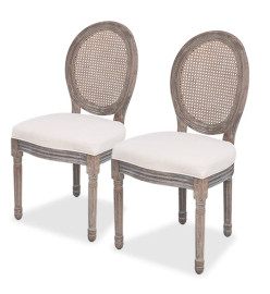 Chaises à manger lot de 2 crème tissu