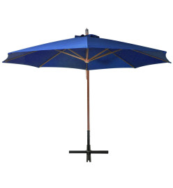 Parasol suspendu avec mât Bleu azuré 3,5x2,9 m Bois de sapin