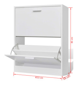 Meuble à chaussures en bois avec 2 compartiments Blanc