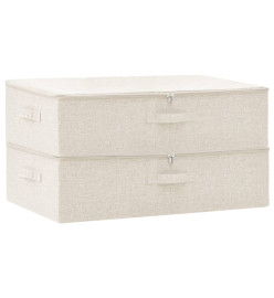 Boîtes de rangement 2 pcs Tissu 70x40x18 cm Crème