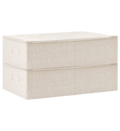 Boîtes de rangement 2 pcs Tissu 70x40x18 cm Crème