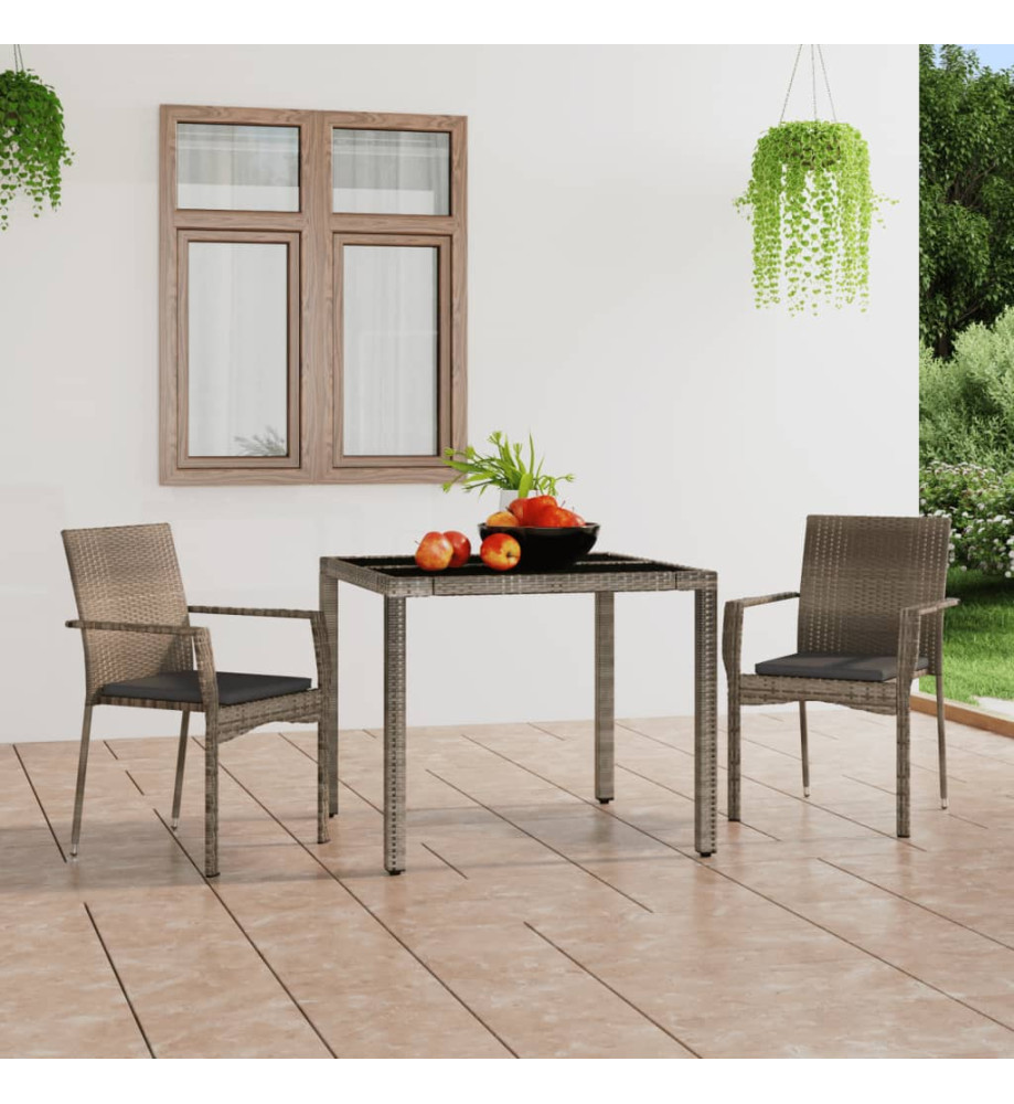 Chaises de jardin avec coussins 2 pcs Résine tressée Gris