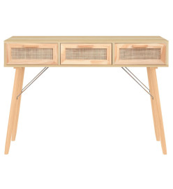 Table console Marron 105x30x75cm Bois massif pin /rotin naturel