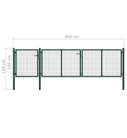 Portail de jardin Acier 400 x 100 cm Vert