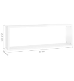 Étagère cube murale 2 pcs Blanc brillant 80x15x26,5cm Aggloméré