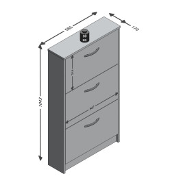 FMD Armoire à chaussures 3 compartiments inclinables Blanc