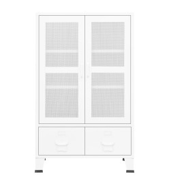 Coffre de rangement industriel Blanc 70x40x115 cm Métal