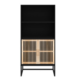 Buffet haut noir 60x35x125 cm bois d'ingénierie