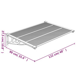 Auvent de porte Gris et transparent 122x90 cm Polycarbonate