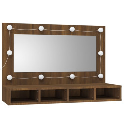 Armoire à miroir avec LED Chêne marron 90x31,5x62 cm