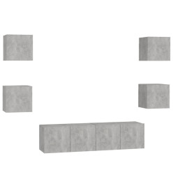 Ensemble de meubles TV 6 pcs Gris béton Aggloméré