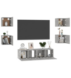 Ensemble de meubles TV 6 pcs Gris béton Aggloméré