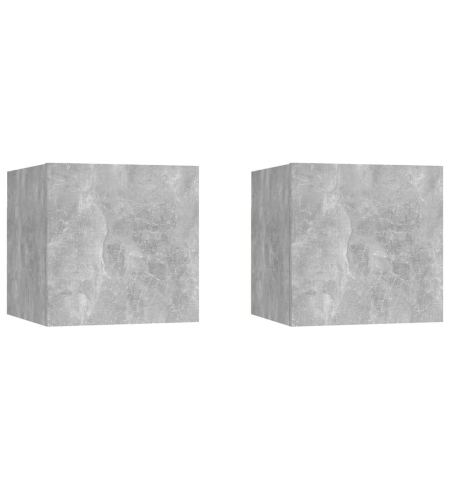 Tables de chevet 2 pcs Gris béton 30,5x30x30 cm Aggloméré