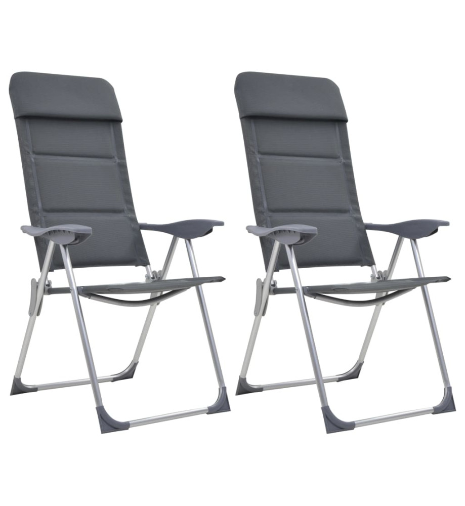 Chaise de camping 2 pcs Gris 58x69x111 cm Aluminium