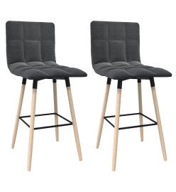 Tabourets de bar lot de 2 gris foncé tissu