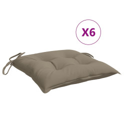 Coussins de chaise 6 pcs taupe 50x50x7 cm tissu oxford