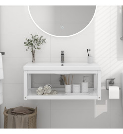 Cadre de lavabo de salle de bain mural Blanc 79x38x31 cm Fer