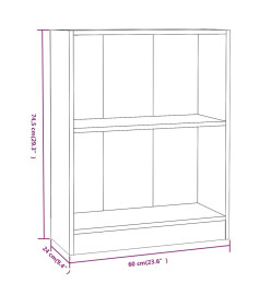 Bibliothèque Sonoma gris 60x24x74,5 cm Bois d'ingénierie