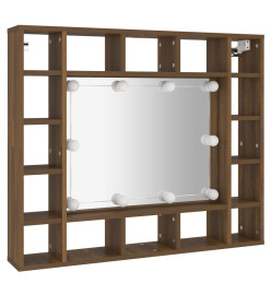 Armoire à miroir avec LED Chêne marron 91x15x76,5 cm