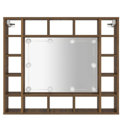 Armoire à miroir avec LED Chêne marron 91x15x76,5 cm